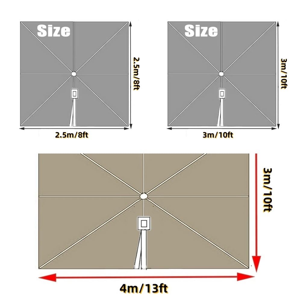 Tessuto di Ricambio per Ombrellone Quadrato 250x250cm Ombrellone Decentrato Telo di Ricambio 8 Stecche Telo di Ricambio per Ombrellone da Esterno(Khaki,250x250cm/8x8ft)
