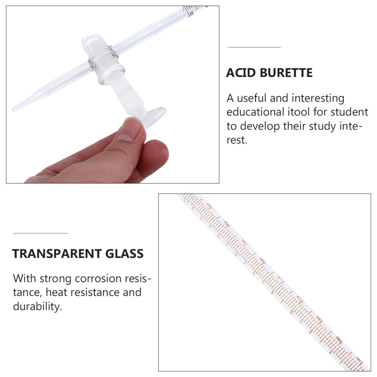 Burette en verre borosilicaté 50ml avec robinet en verre pour laboratoire