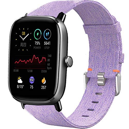 Giaogor Breathable Nylon Woven Fabric Replacement Accessory Strap for Amazfit GTS 2 Mini/GTS 2 Smartwatch (Purple)