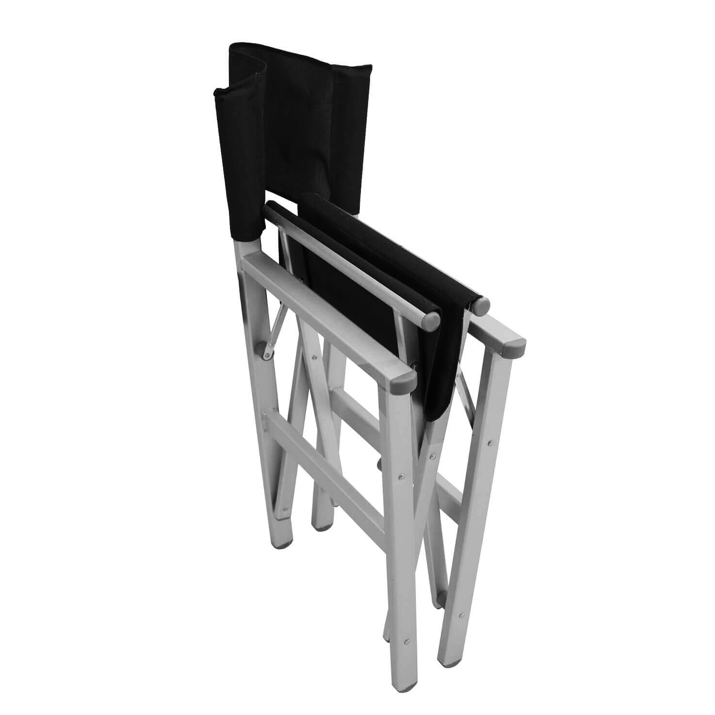milani home - poltrona da spiaggia campeggio, alluminio e textilene, regista pieghevole outdoor, nero