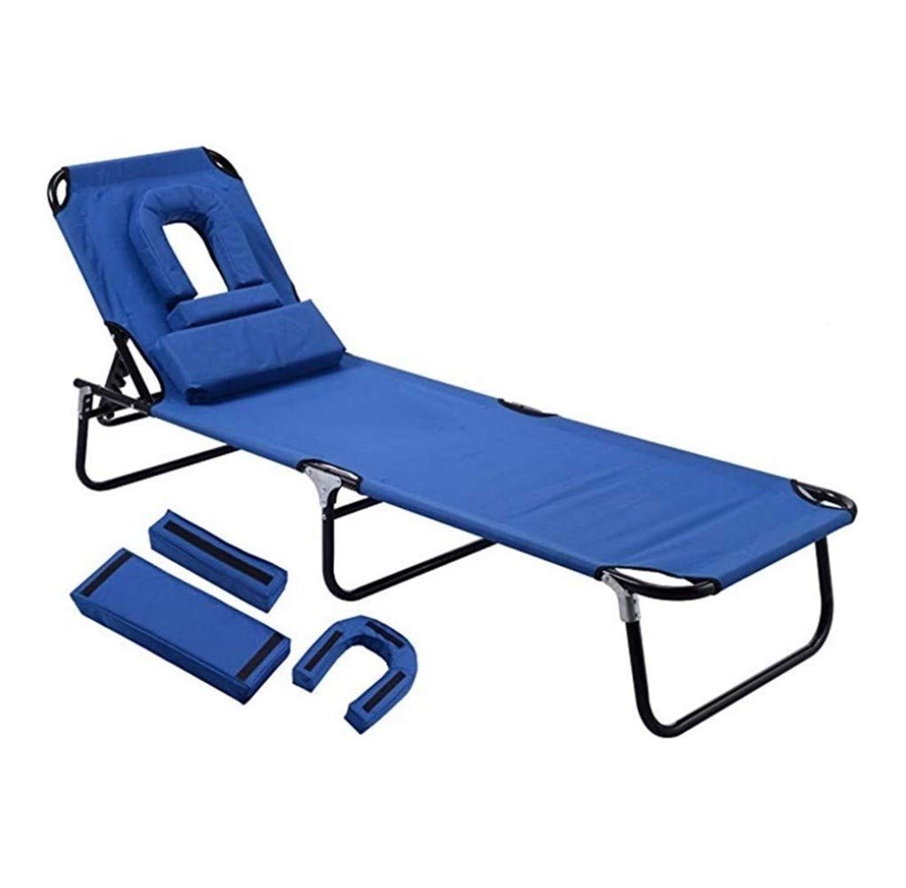 WOTZOV Sun Lounger Patio Folding Beach Garden Camping Fishing Recliner Chair, Adjustable, Detachable Headrest, For Outdoor Garden Beach Recliner