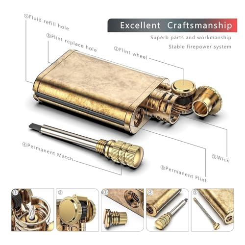 Encendedor metálico retro con rueda de fricción y kerosene miniatura 5