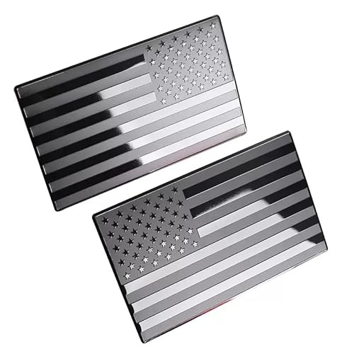 Metal American Flag Emblem Decal,Black American Flag Decal,for Car, Truck or SUV,5