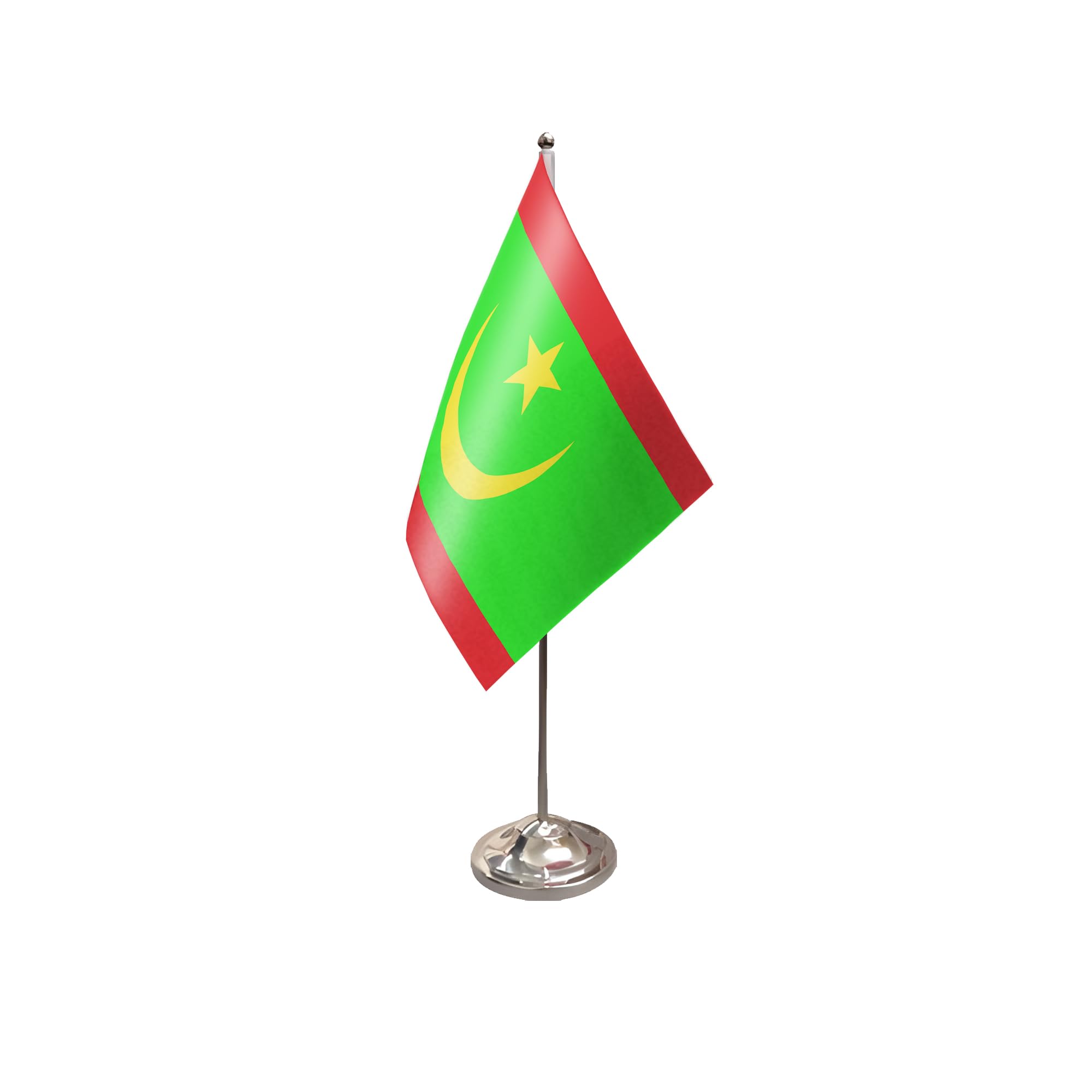 Flagtex Mauritania New Satin Table Flag With Chrome Pole & Base — image 1