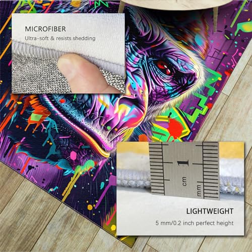 Tapis de salon grand format 180x300cm gorille violet graffiti