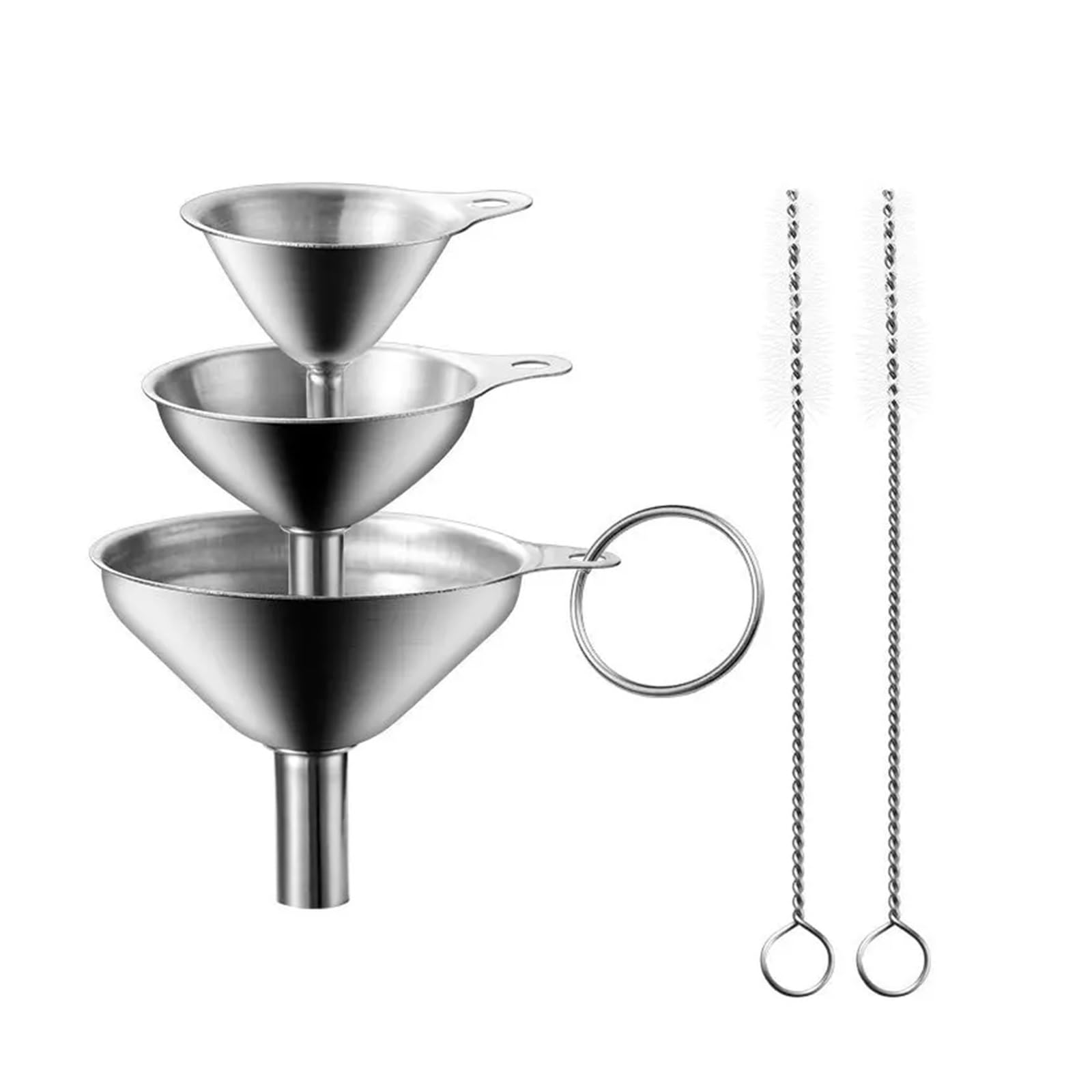 Imbuto in acciaio inossidabile, Set di imbuti da cucina in acciaio inossidabile di diverse dimensioni for il trasferimento di olio da cucina e polvere(3 PCS)