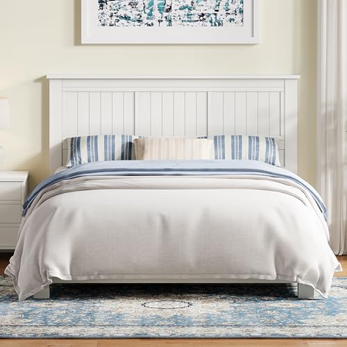 ComfIQ Serene Wood Panel Headboard with Window-Pane Design Queen Size White Easy Assembly Quality Materials