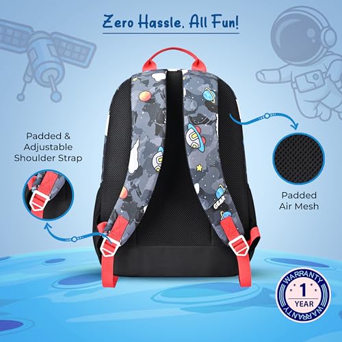 Image of Gear Astro Kid 15 inch /20L Small Water Resistant School Bag | Casual Backpack | Daypack | Travel Backpack | Kids Bag for Boys /Girls (Black - Red)