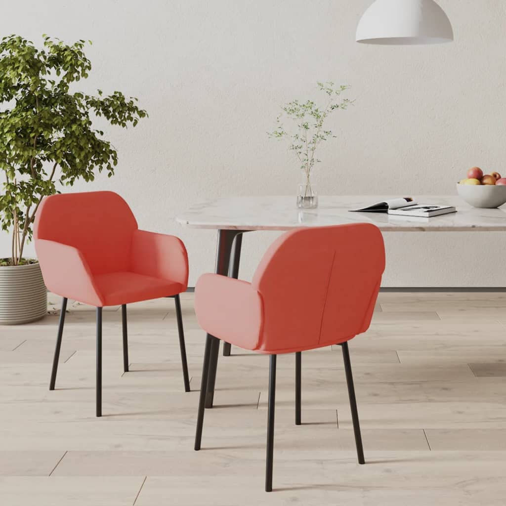 Set di 2 sedie da pranzo imbottite in velluto rosa, con braccioli, ergonomiche, girevoli, design moderno, stile scandinavo, struttura in metallo stabile, comodo schienale