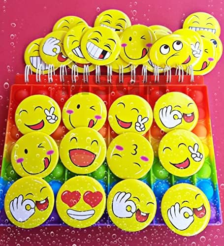 MSGH Smiley Emoji Colourful Expressions 4.5 CM Button Pins Badge Metal Brooch (Multicolour, 4.5 CM) - Set of 30/60 pcs- Birthday, Office and Theme Party
