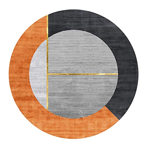 YJRBZ Carpettes Tapis Ronde Moderne Salon Chambre Blanket Chevet Tapis de Yoga Ordinateur Chaise antiglisse Tapis de Mode Tapis - Solide Couleur Splicing (Color : Orange, Size : Diameter 140cm)