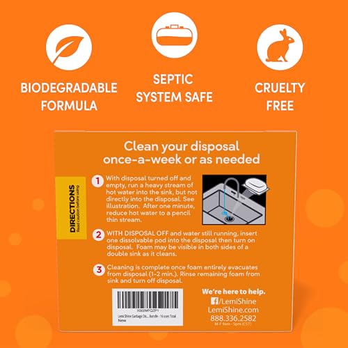 Image of Lemi Shine Foaming Garbage Disposal Cleaner and Deodorizer - Citric Acid Cleaning Powder - Fresh Lemon Scent - 16.92 oz (16 Pack)