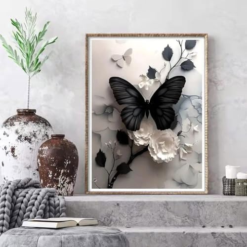 Image of Eiazuiks Stamping Cross Stitch Kit, Butterfly Counting Cross Stitch Kit for Adult Beginners, Full Line DIY Stitching Kit for Home Decor Cross Stitch Patterns 12x16 inches