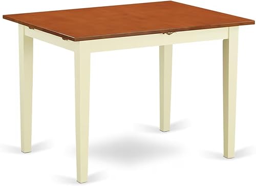 Miniatura 6 de East West Furniture NOAV3-WHI-W Juego de mesa de cocina de 3 piezas para espacios pequeños contiene una mesa de comedor rectangular con hoja de