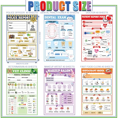Image of Eaasty 6 Pack Kids Pretend Play Notepads 4x6 Inch,Role Play