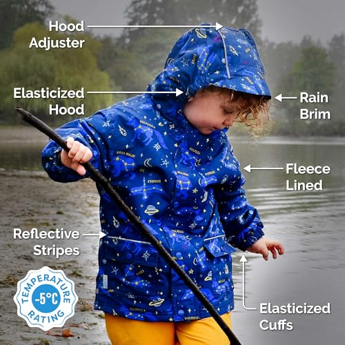 Image of JAN & JUL Waterproof Fleece Lined Rain Jacket, Raincoat for Toddlers and Kids