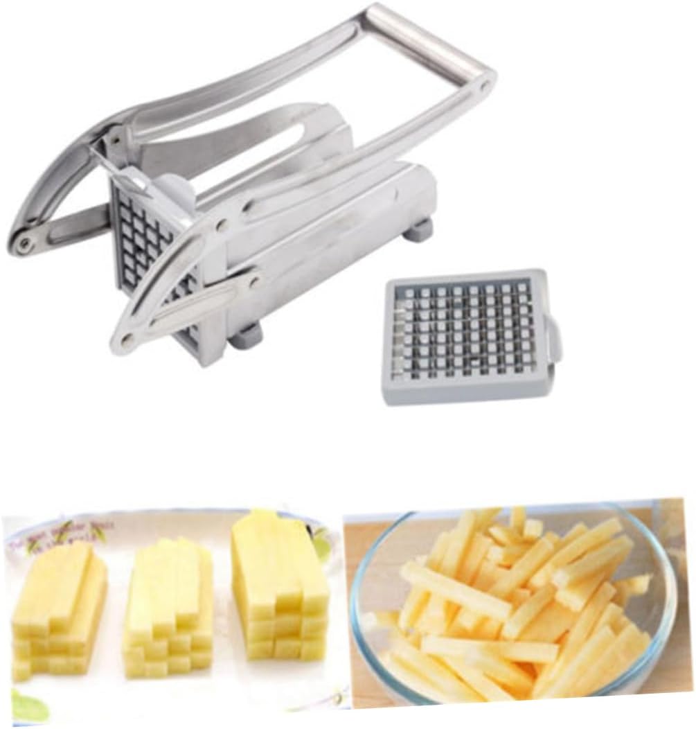 Zerodeko Stainless Steel Potato Chipper and French Fry Cutter Easy Clean Vegetable Slicer with Handle for Home and Snack Bar Use