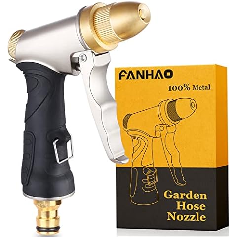 FANHAO Garden Hose Spray Gun, 100% Heavy Duty Metal Water Gun Sprinkler High Pressure Water Hose Pipe Spray Gun for Car & Pet Washing/Watering Lawn and Garden/Sidewalk Cleaning Cover