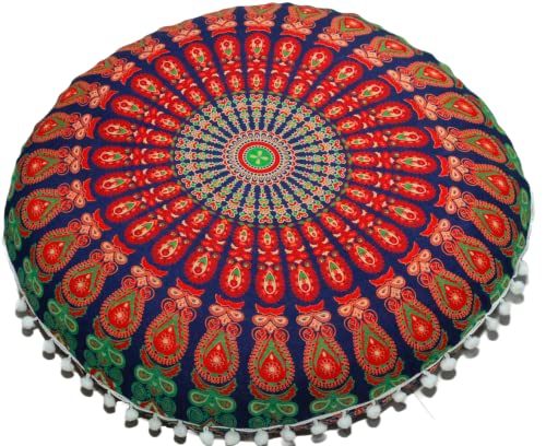 CRAFT KALA Round Mandala Boho Pillow Cover Meditation India Room