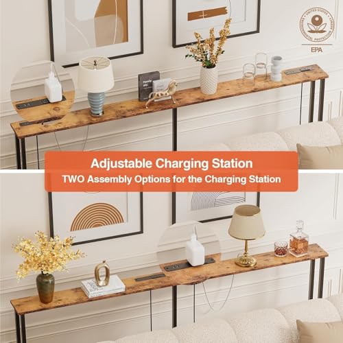 Keelian 102" Narrow Console Sofa Table - 2 Power Outlets & 4 USB Ports by Keelian - Used condition - Image 5