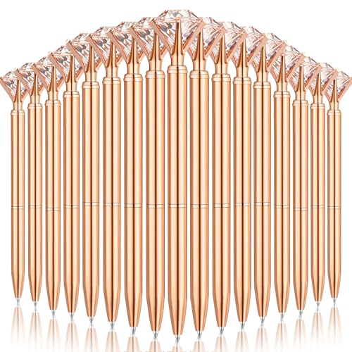 EVNEED 50 Pcs Bulk Diamond Pens with Crystal Bridal Shower Gifts Metal Bling Ballpoint Pens with Black Ink for Bridal Shower Wedding Party Office School