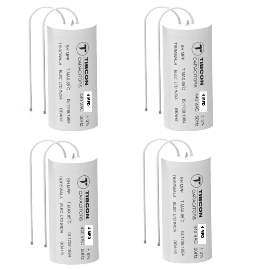 M&M HARIS 4 MFD 440V Tibcon Capacitor for Motor & Ceiling Fan & Mini Cooler Motor (Pack of 4)