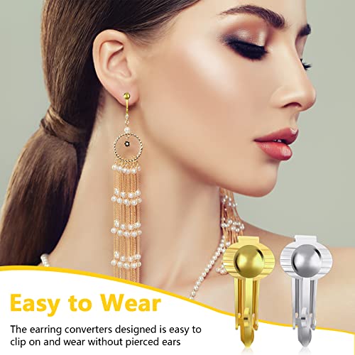 18 Pieces Clip-On Earrings Converter With Silicone Earring Pads 3 Colors Clip-On Earring Converter With Easy Open Loop For None Pierced Ears Diy Earring Jewelry Making Findings #TOP6