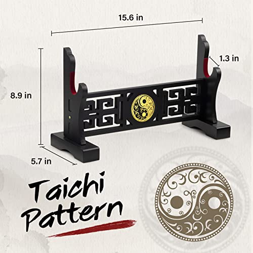 Ekkhysis Taichi Sword Stand Padded Hook Katana Stand Holder Display Hanger for Light Saber Samurai Sword Cosplay Blade Tanjirou Demon Slayer Genshin Impact Weapon Display Stand (1-Tier)
