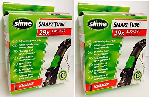 Slime 2 Tubos Interiores Bike de 29 x 1,85-2,125, válvulas Schrader para Bicicleta, con Relleno Relleno, Junta y reparación instantáneas