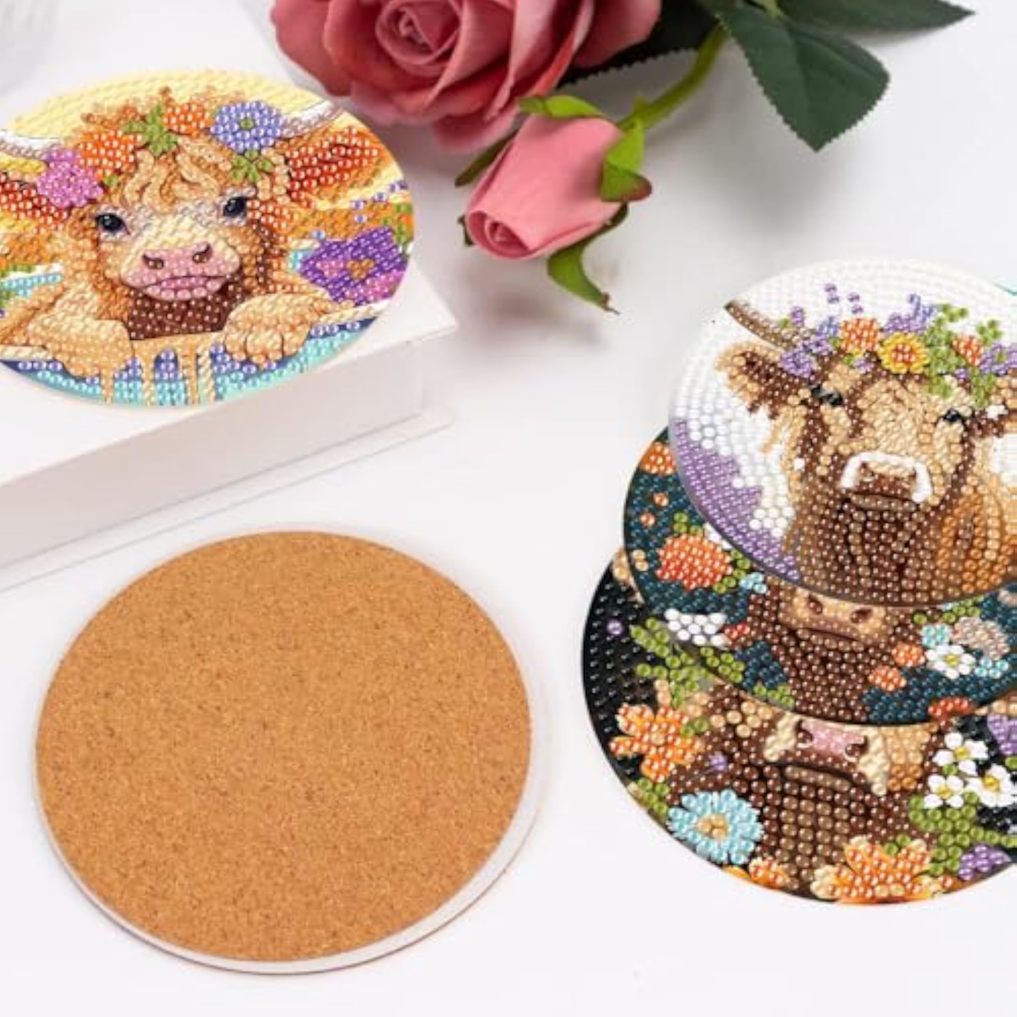 Cow Diamond Painting Coasters Kit for Home Decor
