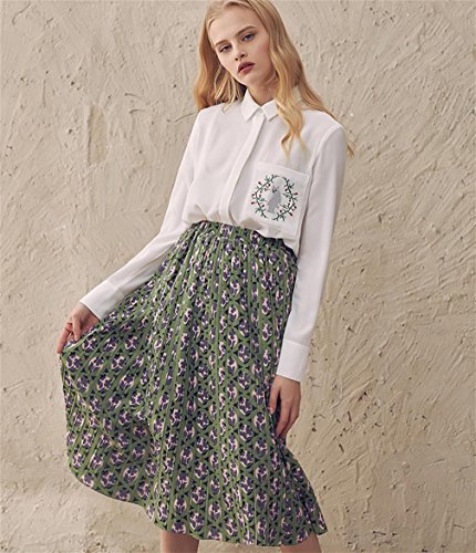 Jupe plissée verte femme H&H HY mode imprimé taille M vêtement chic tendance