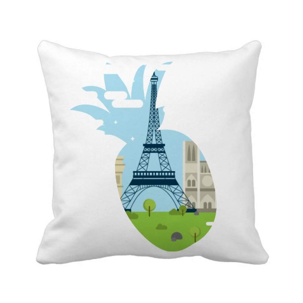 Housse de coussin carrée chic Tour Eiffel et motif ananas élégant