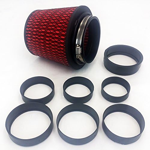 Rev9Power Rev9_AF-001-RED; Universal High Performance Intake Filter Cone W/Adaptor From 2.25" to 4"(Red)