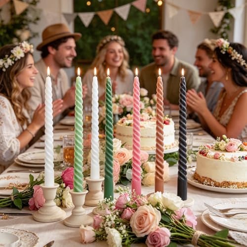 Bougies coniques en spirale sans coulure pour protéger vos tables de dîner