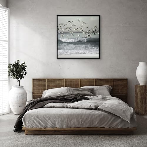 Americanflat 36x36 Picture Frame with Polished Plexiglass - Streamline Collection - Thin Border Square Frame for Wall Display - Hanging Hardware Included - Black