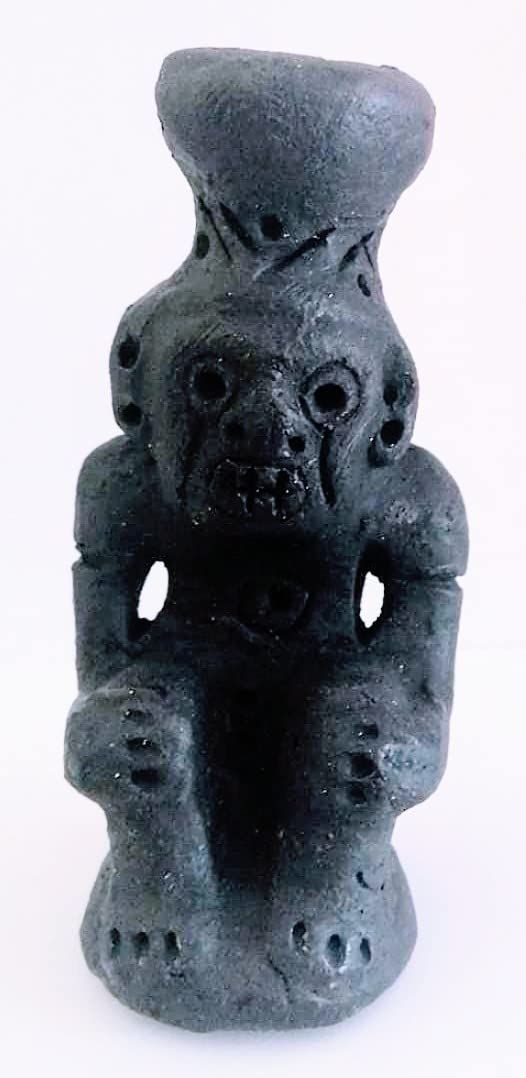 Caribbean Taino Indian Cemi Boinayel Rain God Collectible Ceramic Fire Figure