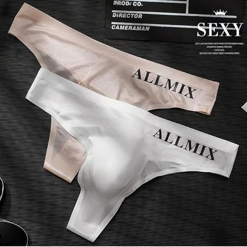 Ice Silk Breathable Men's T-Back Underwear, Comfortable Thongs G-String Underpants T-Back Low Rise Bikini Briefs(4Pcs B,Large)2