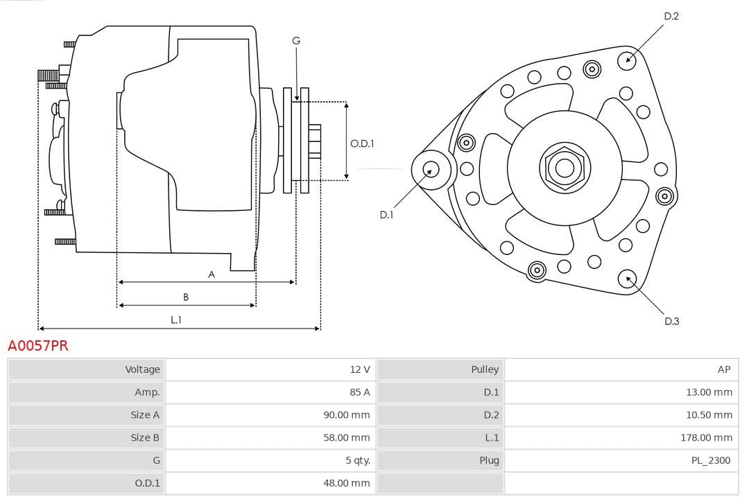AS -PL alternatore 12 V 85 A adatto per Streetwise ROVER 400 200 MG MGF 25 45 mg Zr Zs