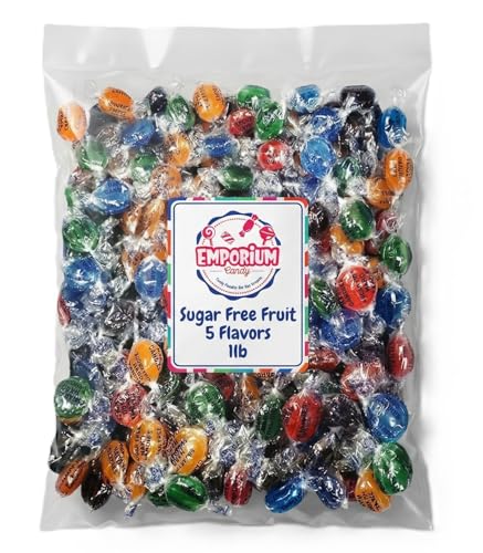 Sugar Free Assorted Fruit Hard Candy Buttons - 1 lb of Fresh Delicious Cherry Orange Lime Blackberry Raspberry Individually Wrapped Candy