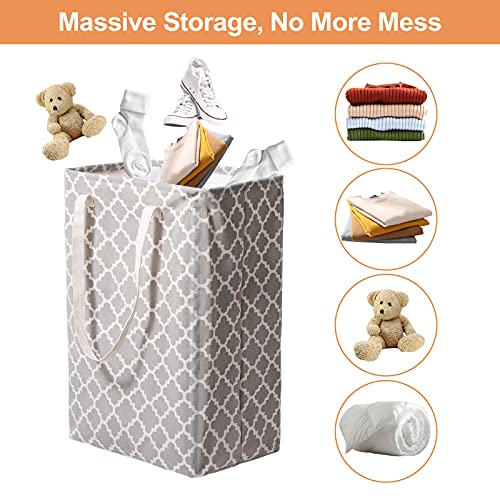 Elong Home Laundry Basket 2 Pack, Freestanding Laundry Hamper With Support Rods, Anti-Dust Dirty Clothes Hamper With Easy Carry Handles, Grey #TOP3