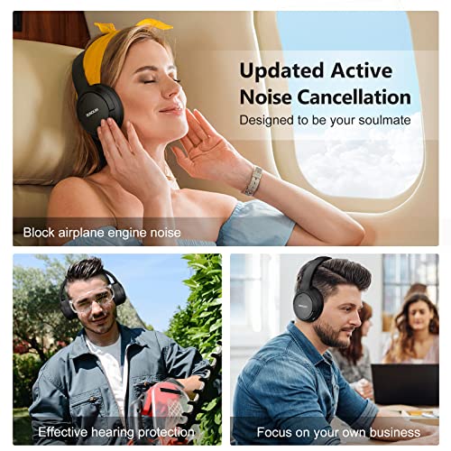 Runolim Hybrid Active Noise Cancelling Headphones, Wireless Over Ear Bluetooth Headphones With Microphone, 40H Playtime, Foldable Headphones With Hifi Audio, Deep Bass For Home Travel Office #TOP4