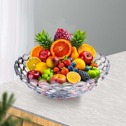 Image of Pure Source India Premium Glass Fruit Bowl - 9 Inch Decorative Serving Bowl (1000ml Capacity)