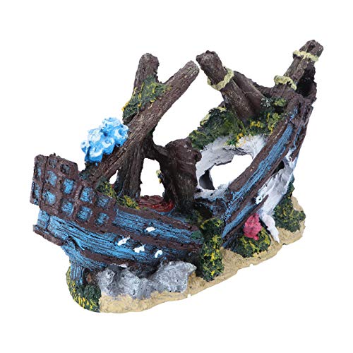 VILLCASE Naufrágio Fish Tank Ornamento Do Aquário da Resina Ornamento Aquático Cavernas Esconder Hut