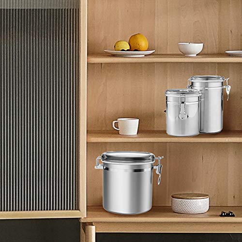 Stainless Steel Airtight Canister For Kitchen, Enloy Large Flour Coffee Bean Tea Cereal Sugar Cookie Metal Food Storage Canisters With Clear Lid And Sturdy Locking Clamp #TOP1