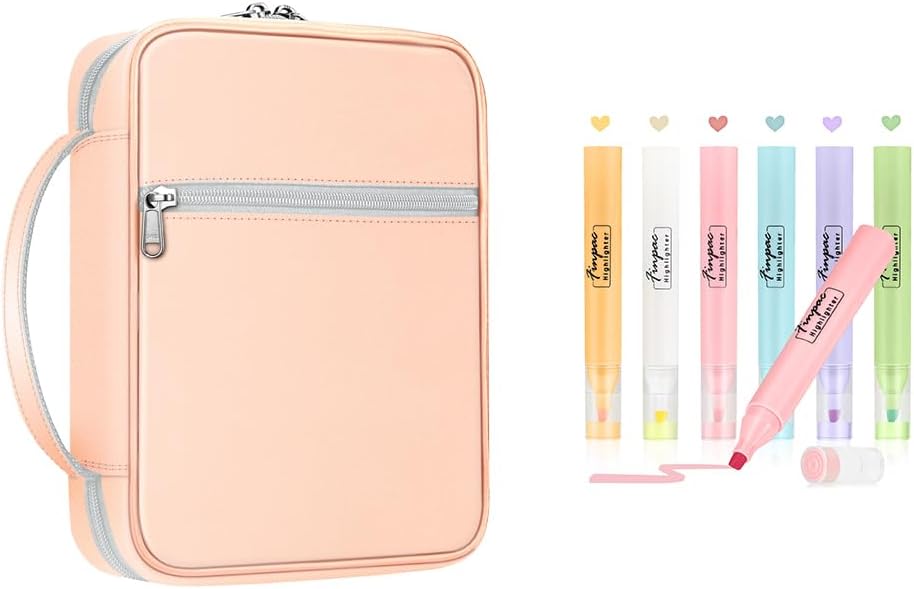 FINPAC Bible Cover Peach Pink + Bible Highlighters 6-Pack