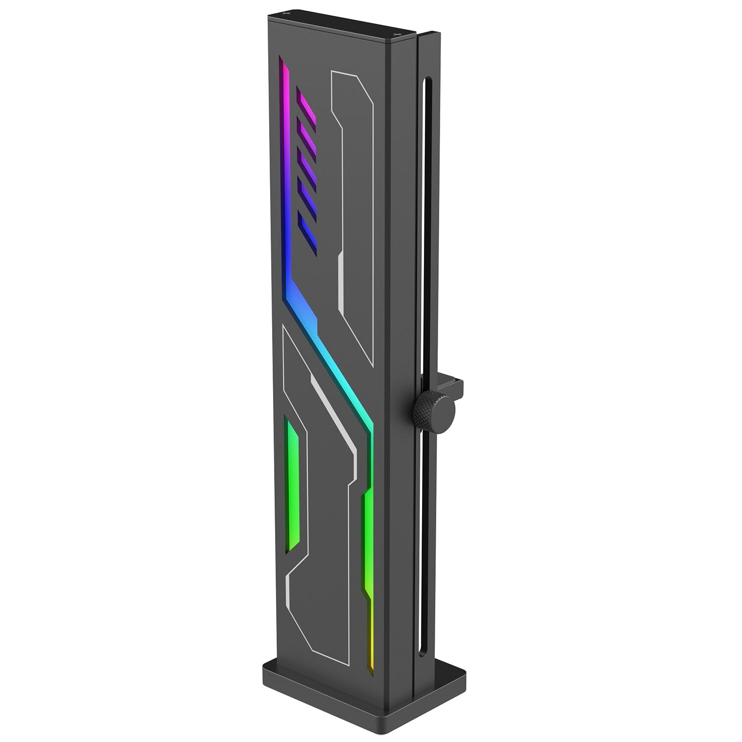 HECCOOLING Black Graphics Card Support Bracket ARGB VE180-Black, GPU Stand Brace Sag Holder Black with Adjustable Slide Height, Built-in 5v 3pin ARGB, Vertical Type Rubber Pad Magnetic Base (Black)