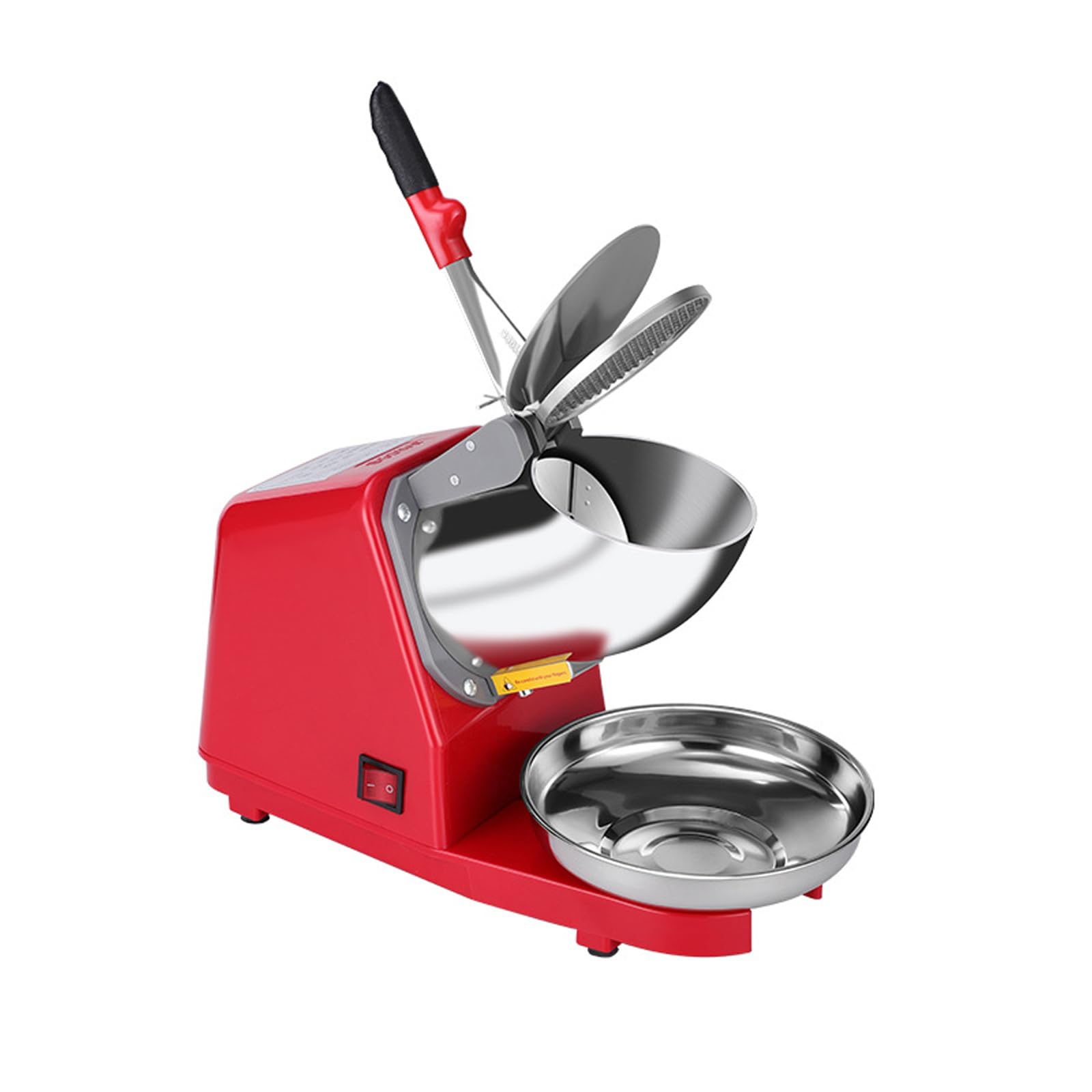 ZHJOPP Ice Shaver Machine, Electric Dual Blades 300W, 2200 RPM, Stainless Steel Ice Crusher, Snow Cone Maker for Home or Commercial Use (Red)