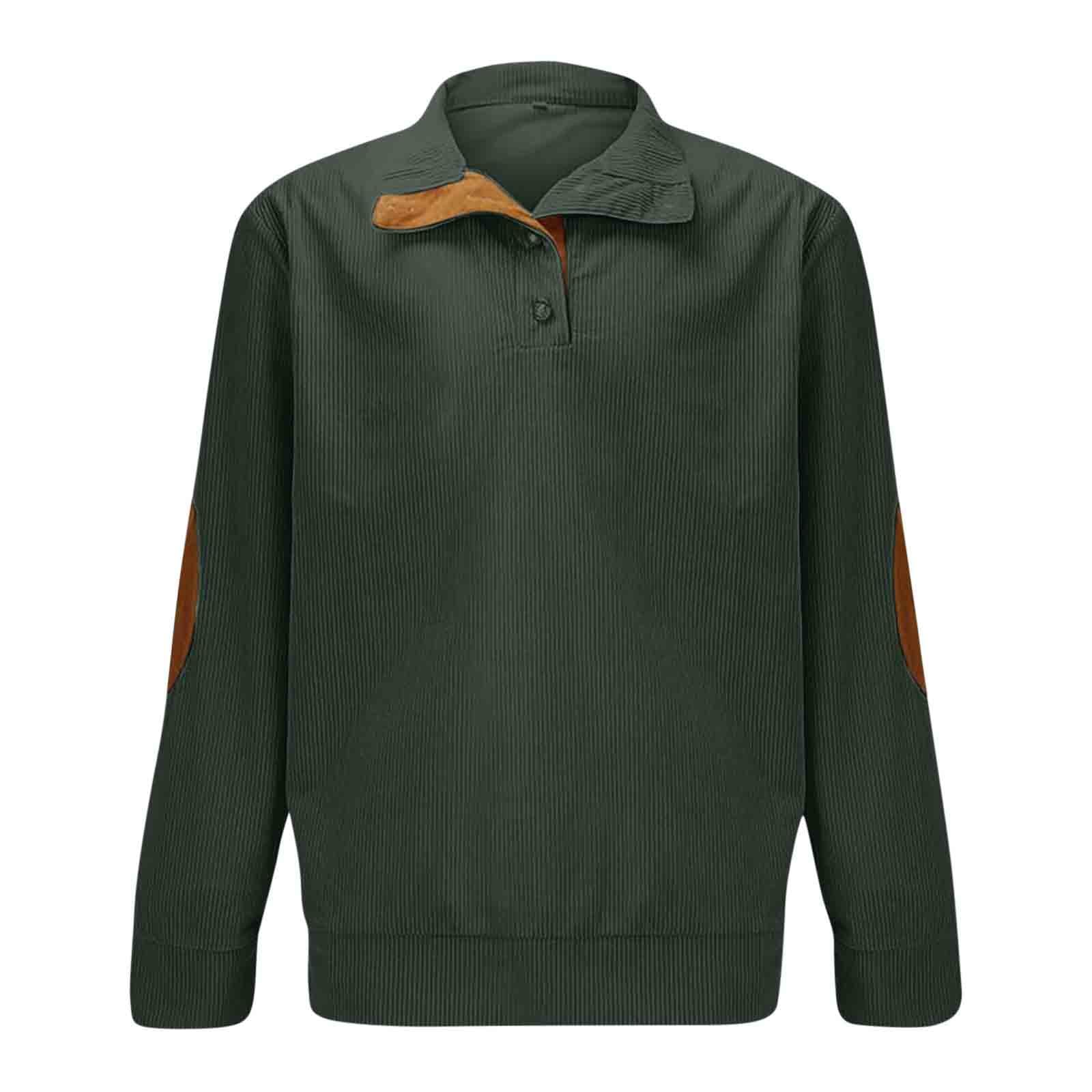 Sudara Gran Hombres Pullover portivo Casual Color sólido Sudaras Manga Larga con botón Cuello Pie D-568 Mint Green Medium