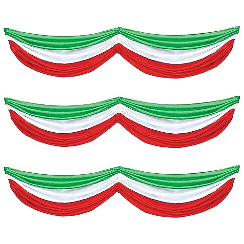 Beistle 3 Piece Fabric Bunting, 5' 10"- Indoor/Outdoor Decorations for Christmas, Mexican Themed Parties, and Italian Holidays,Red/White/Green
