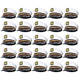 SGBETTER 25 Pack Captain Hat Sailor Hat for Adult Sea Captain Party Hat Admiral Caps Halloween Nautical Themed Party Costume Accessories